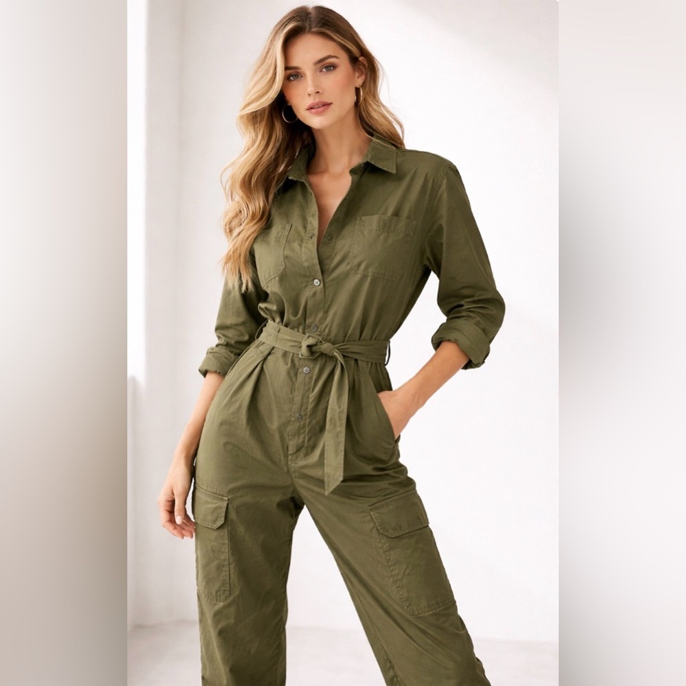 Dsquared2 Utility Belted Jumpsuit in Olive Green